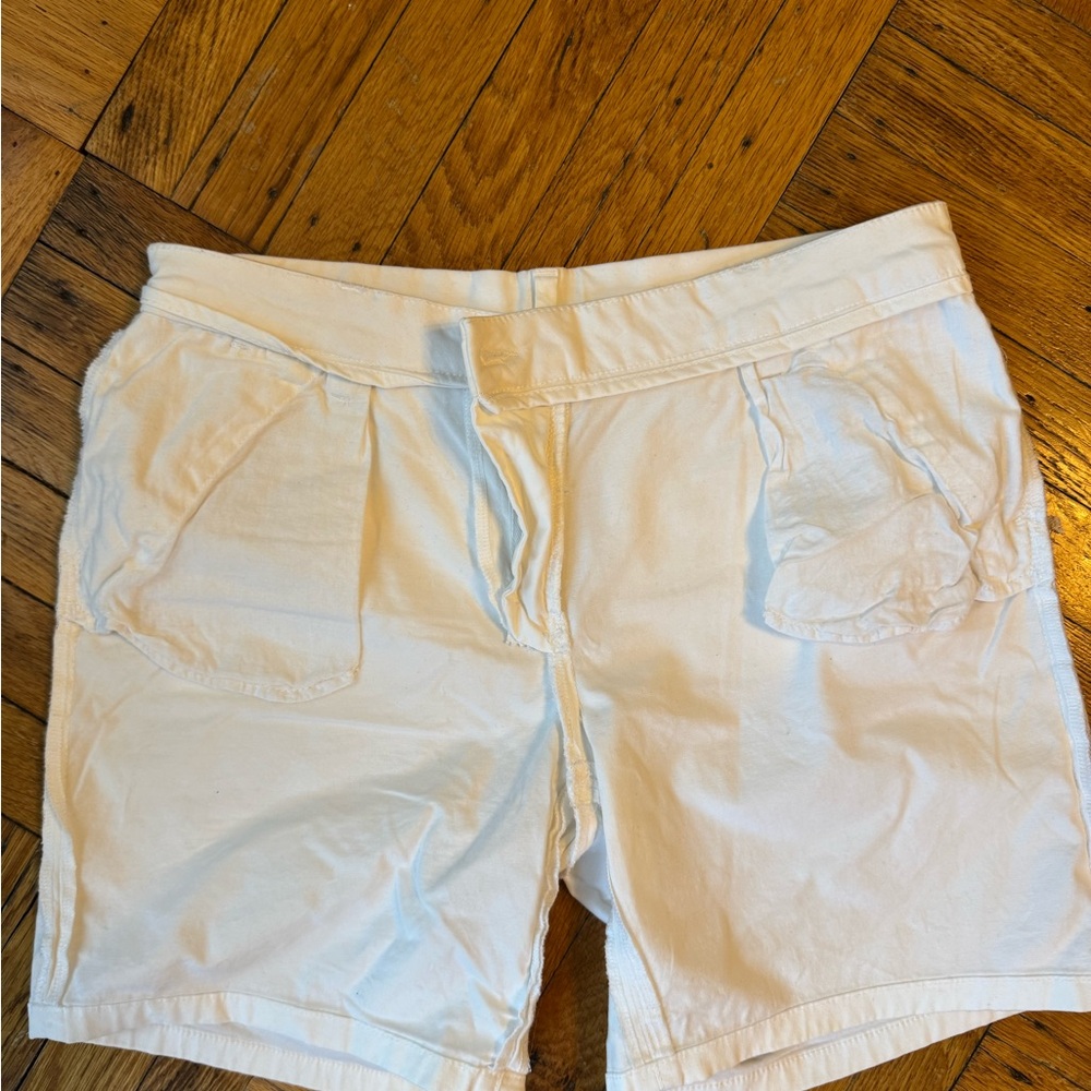 H&M White Bermuda Shorts Classic Cotton Blend NWOT - Picture 7 of 8